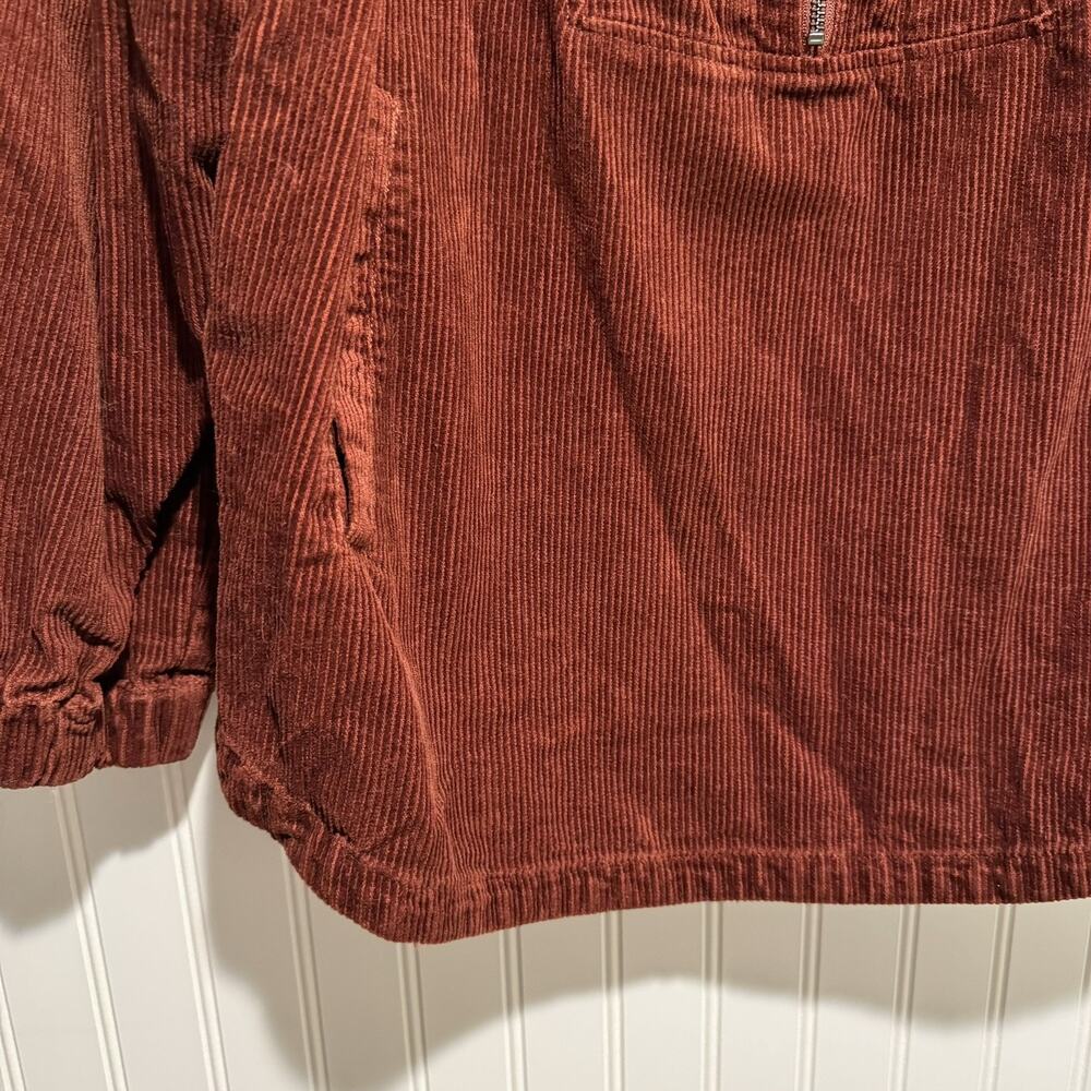 Poetry Half Zip Pullover Jacket Corduroy Rust Lagenlook Hemp Cotton Yak Size 12 - Picture 2 of 7